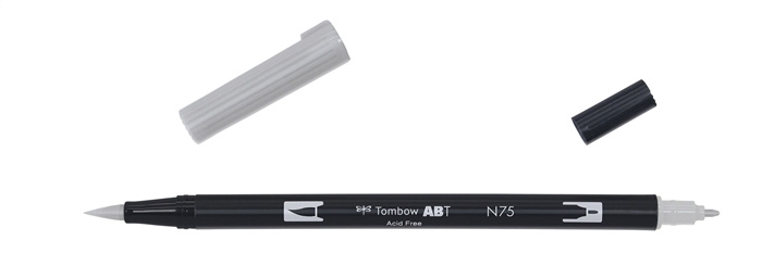 Tombow Marker ABT Dual Brush N75 kühles Grau 3