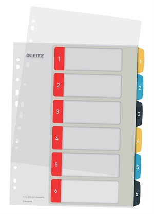 Leitz Register bedruckbar PP A4+ 1-6 Farben gemütlich