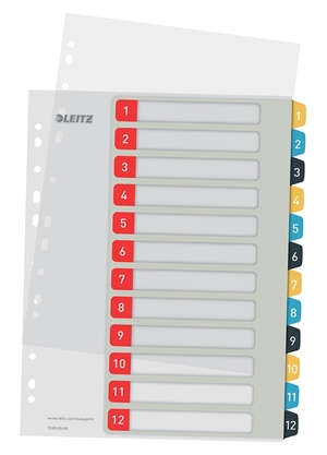 Leitz Register bedruckbar PP A4+ 1-12 gemütliche Farben