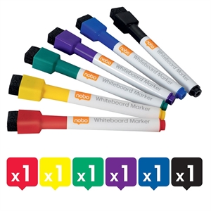 Nobo WB Marker Mini Fine Round 2mm Set (6)