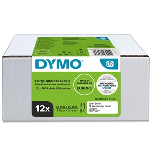 Dymo LabelWriter 36 mm x 89 mm Standard-Adressetiketten, 12er Pack
