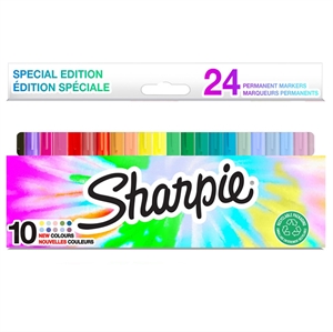 Sharpie Marker Fein 1,0mm Set mit 24 verschiedenen Farben in Blisterverpackung.