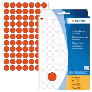 HERMA Etiketten, manuell, Ø13 mm, rot, 2464 Stück.