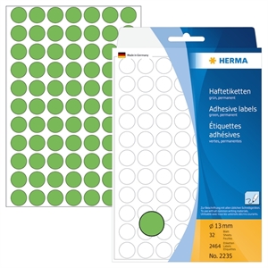 HERMA Etikett, manuell, ø13 mm, grün, 2464 Stück.