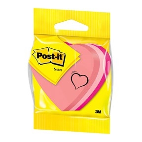 3M Post-it Notizen 70 x 70 mm, ''Herz'' neon