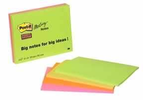 3M Post-it Notizen super sticky 98,4 x 149 Meeting ass. neon – 4er Pack