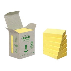 3M Post-it Notizen 38 x 51 mm, recycelt gelb - 6er Pack