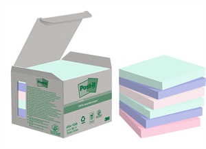 3M Post-it Recycled Mix Farben 76 x 76 mm, 100 Blätter - 6er Pack