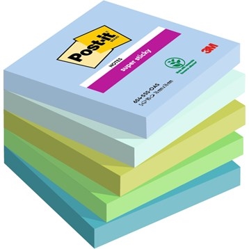 3M Post-it Haftnotizen Super Sticky Oasis 76 x 76 mm, - 90 Blatt - 5er Pack.