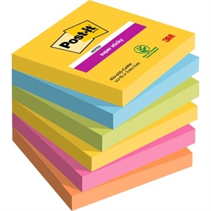 3M Post-it Notes super haftend Karneval 76 x 76 mm, - 90 Blatt - 6er Pack.