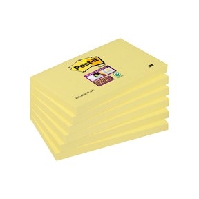 3M Post-it Haftnotizen super haftend 76 x 127 mm, gelb - 6er Pack