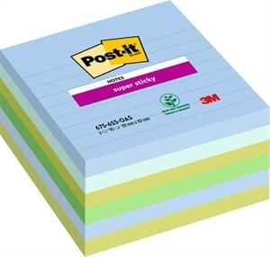 3M Post-it-Notizzettel super haftend 101 x 101 liniert Oasis - 6er Pack
