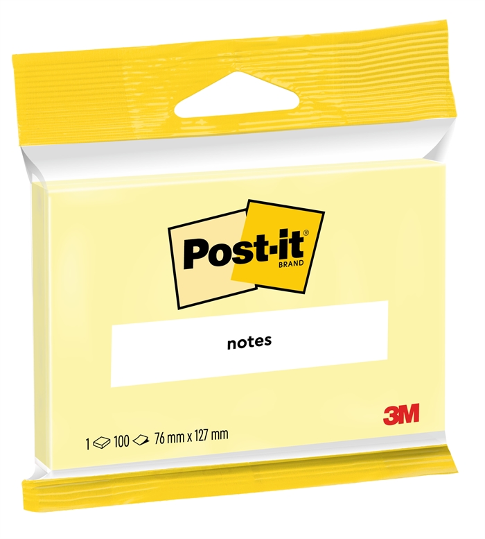 3M Post-it in kanariengelb, Größe 76 x 127 mm, 100 Blatt