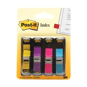 3M Post-it Index Tabs 11.9 x 43.1 mm, assorted neon - 4-pack