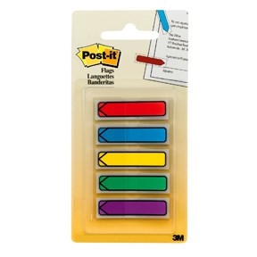 3M Post-it Registerkarten 11,9 x 43,1 mm, "Pfeil" verschiedene Farben - 5er Pack