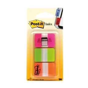 3M Post-it Indexfahnen 25,4x38,1 starkes Asch. Neongelb - 3er Pack