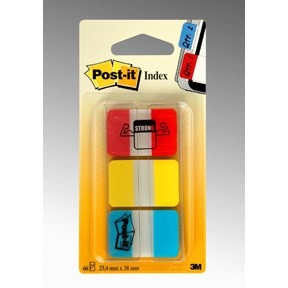 3M Post-it Index Tabs 25.4x38.1 Strong ass. colors - 3 pack