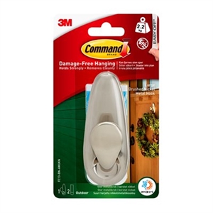 3M Command Outdoor Large Designer Hook Nickel FC13-BN-AW