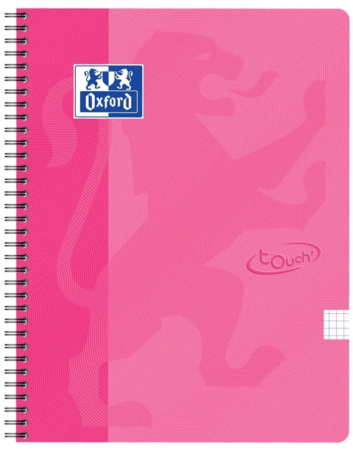 Oxford Touch Notizbuch A5+ kariert 5x5 70 Blatt 90g rosa