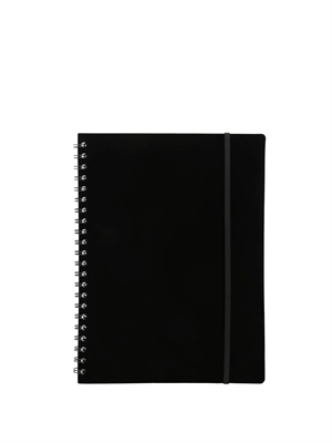 Büngers Notizbuch A5 aus Kunststoff mit schwarzem Spiralrücken.
