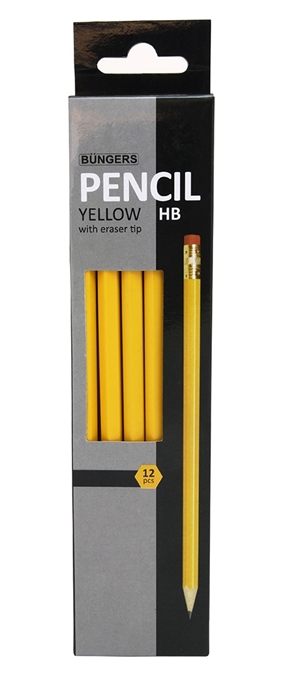 Büngers Bleistift gelb mit Radiergummispitze HB (12)