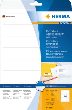 HERMA Etiketten undurchsichtig 64,6 x 33,8 mm, 600 Stk