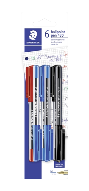 Staedtler Kugelschreiber mit Kappe M im 6er-Pack Blisterassortiment