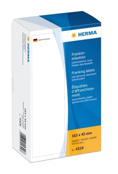 HERMA Etikett Frankierung, doppelt, 163 x 45 mm, 500 Stück.