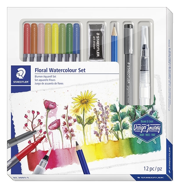 Staedtler Floral Design Journey Wasserfarbenset mit Aquarell Aufsatz (12)