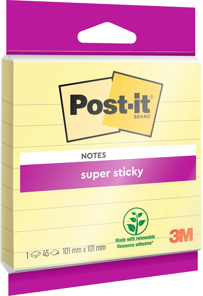 3M Post-it Notizen super haftendes Kanariengelb liniert 101 x 101 mm - 45 Blätter