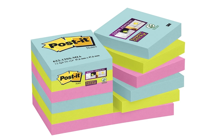 3M Post-it Haftnotizen super haftend 47,6 x 47,6 mm Cosmic - 12 Packung