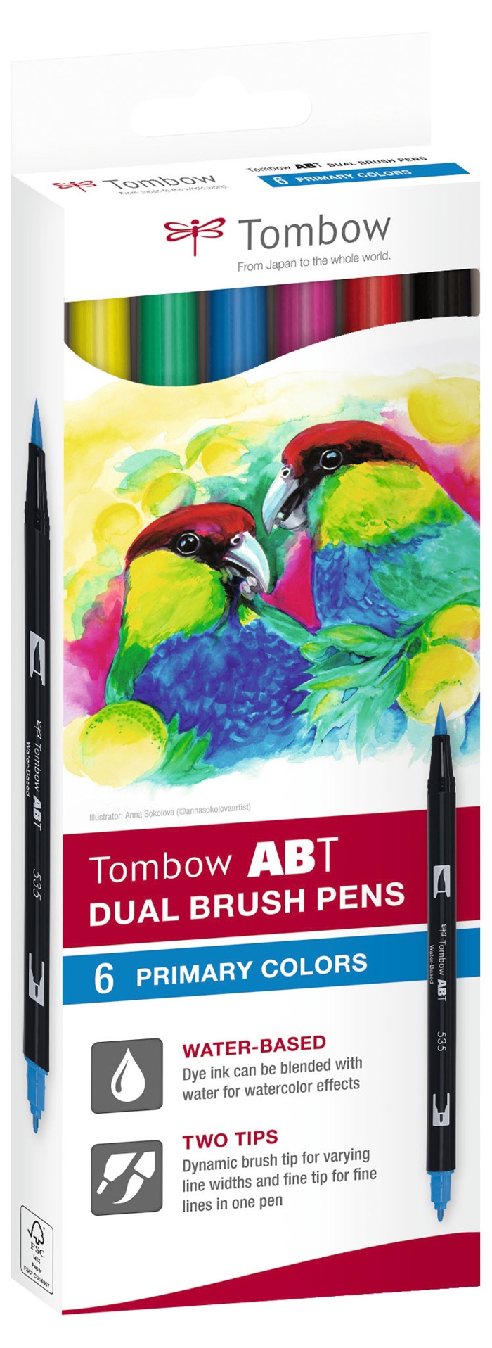 Tombow Marker ABT Dual Brush 6C-1 Grundkarton (6)