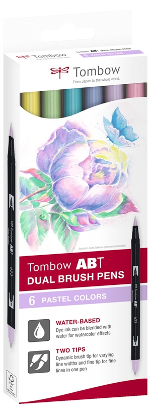 Tombow Marker ABT Dual Brush 6C-2 Pastel Karton (6)