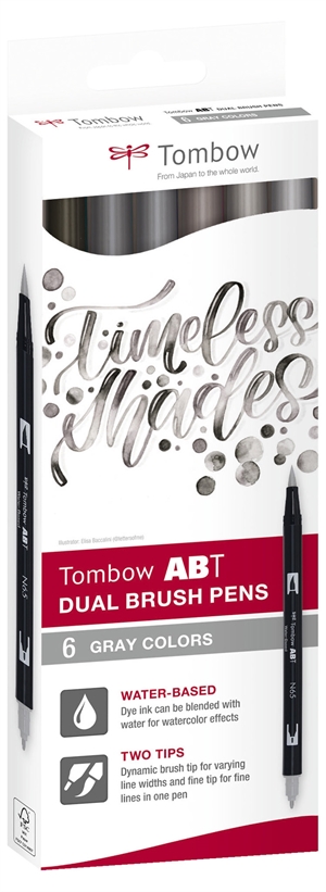 Tombow Marker ABT Dual Brush 6C-6 Grau Farben Karton (6)