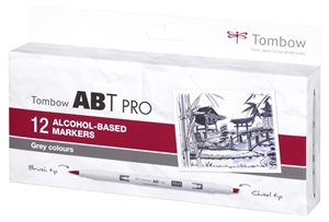 Tombow Marker Alkohol ABT PRO Dual Brush 12P-3 Grau (12)