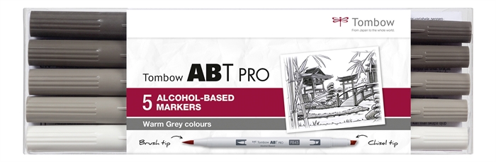 Tombow Marker Alkohol ABT PRO Dual Brush 5P-3 Warm Grey (5)