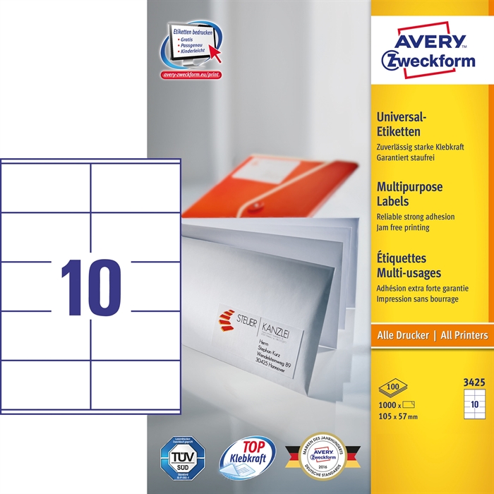 Avery ILC Universal-Label 105 x 57 mm, 1000 Stück.