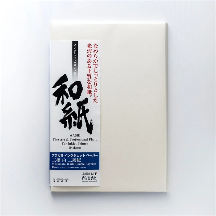 Awagami Mitsumata White Double Layered - 95 g/m², A3+ 10 Blatt