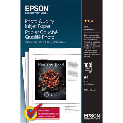 Epson Fotopapier mit hoher Qualität für Tintenstrahldrucker 102 g/m² - A4, 100 Blatt