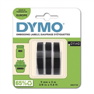 Tape Prägegerät 9 mm x 3 m schwarz, 3er-Pack