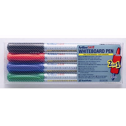 Artline Whiteboard Marker 541T 2-in-1 Set mit 4 Stück.