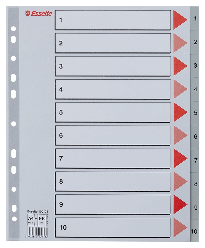 Esselte Register PP A4 Maxi 1-10 grau