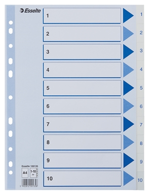 Esselte Register PP A4 1-10 weiß