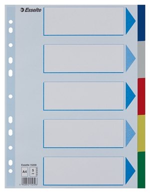 Esselte Register PP A4 mit 5 farbigen Trennblättern