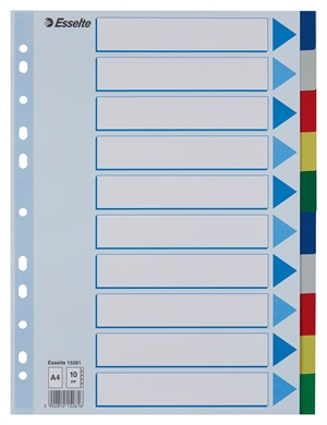 Esselte Register PP A4 mit 10 farbigen Trennblättern