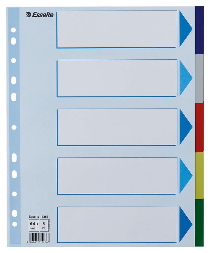 Esselte Register PP A4 maxi, 5-teilige farbige Register