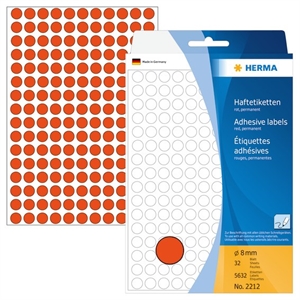 HERMA Etiketten, manuell, Ø8 mm, rot, 5632 Stück.