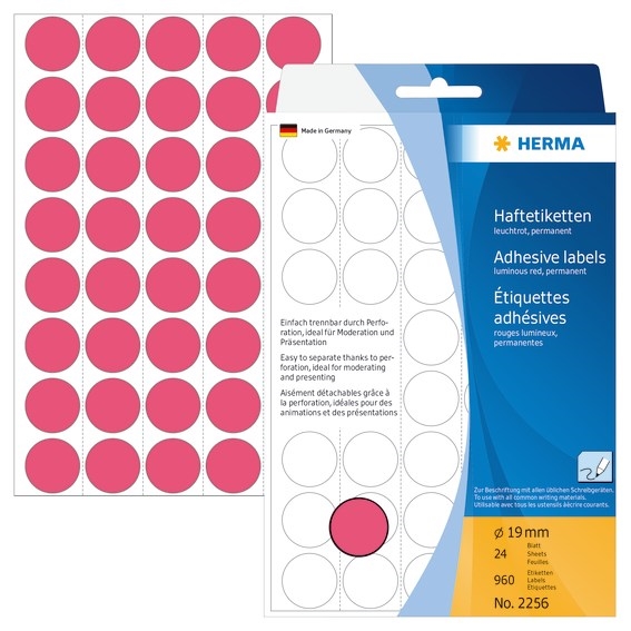 HERMA-Handetikett, neonrot, ø19 mm, 960 Stück