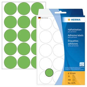 HERMA Etiketten, manuell, ø32 grün mm, 480 Stück.