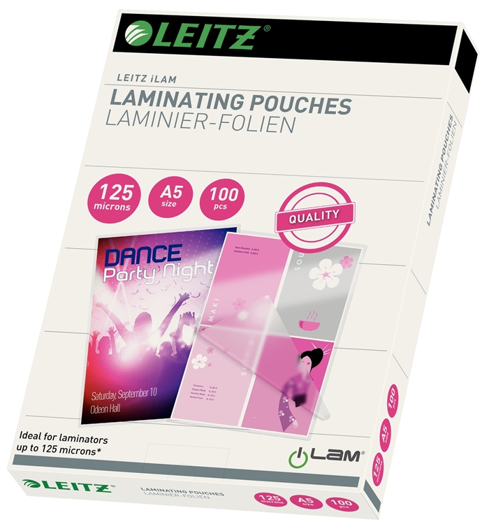 Leitz Laminierungstasche glänzend, 125my, A5 (100)